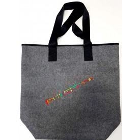 Bolso grande de fieltro con bordado clarinete multicolor